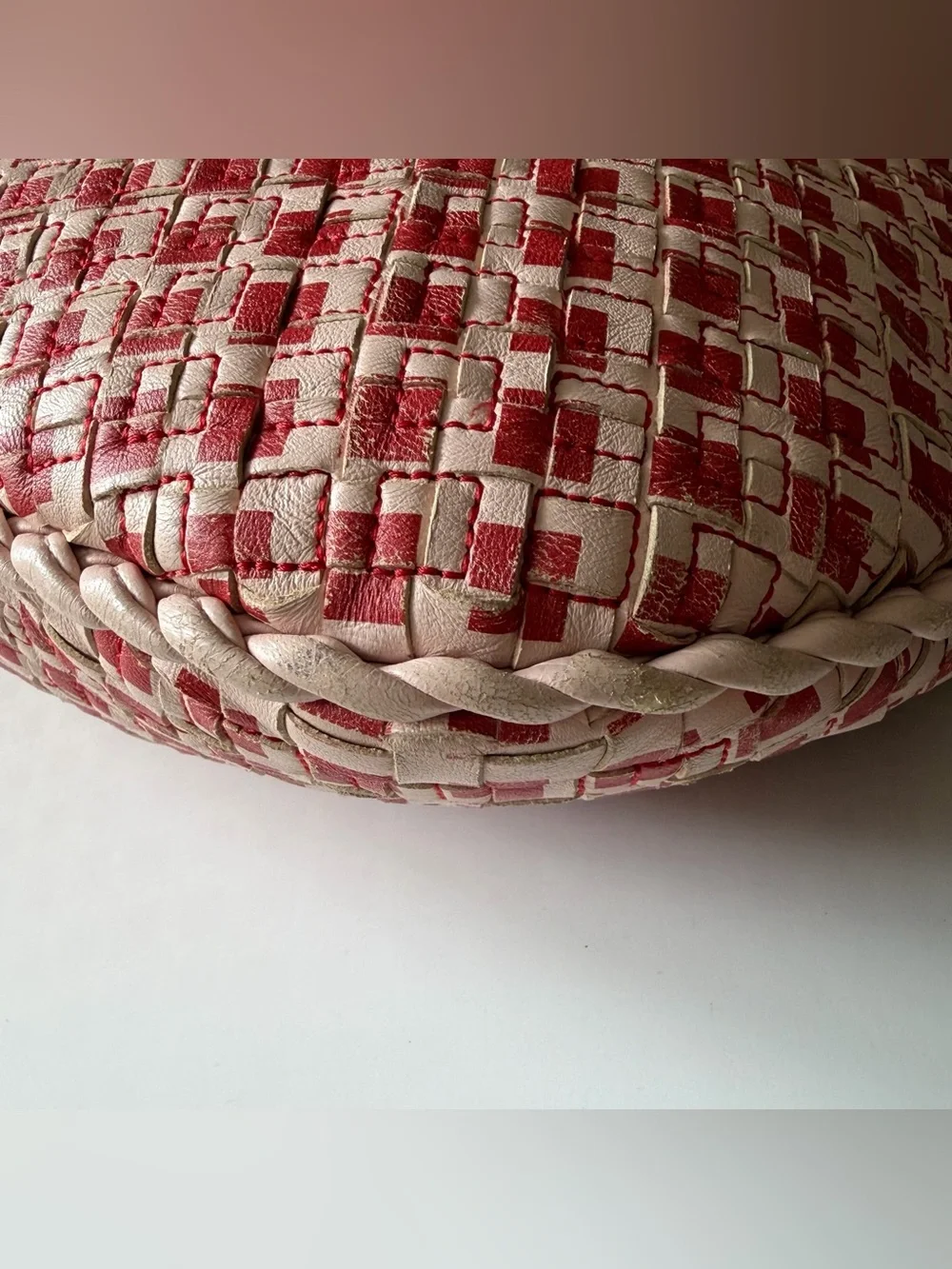 Bottega Veneta Large Veneta Hobo Pink Red Bicolor Intrecciato Leather